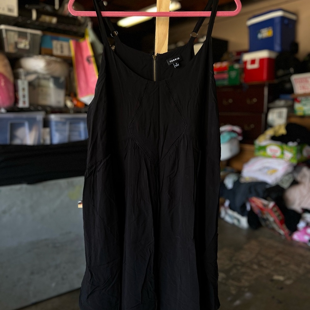 Boho style black baby doll dress